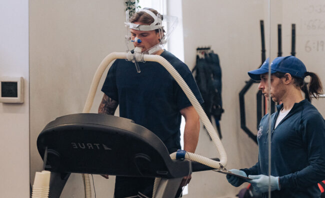 A marathon runner taking a VO2 Max test.