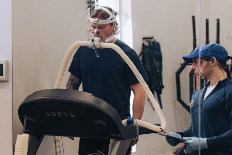A marathon runner taking a VO2 Max test.